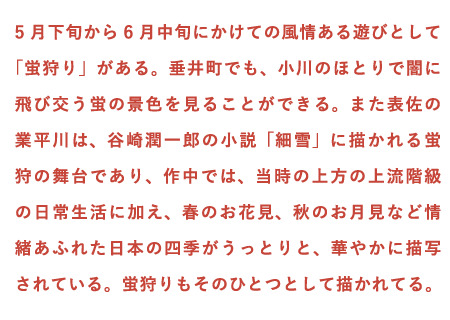 垂井が舞台「細雪」の蛍狩り